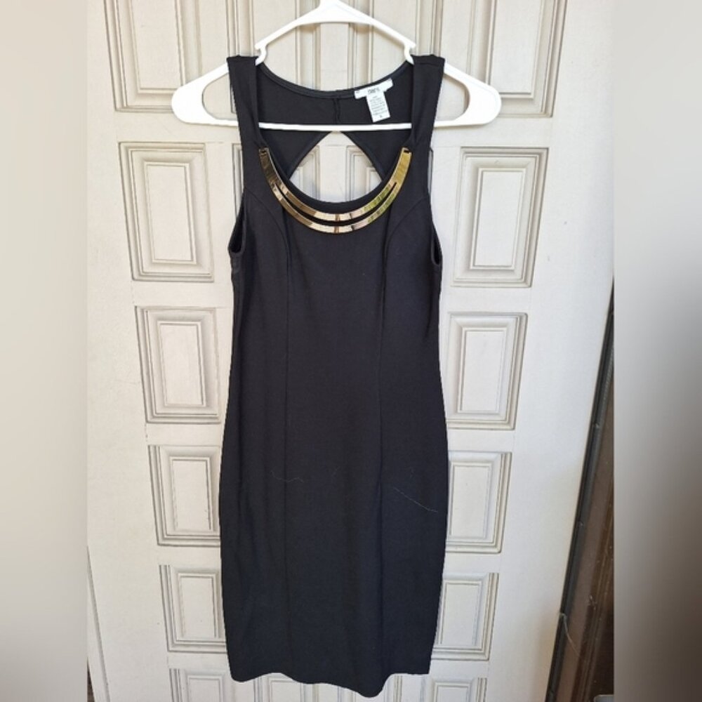 Bar III Cocktail Dress SzS Black Fitted Metal Embellishment Rayon/Nylon NWOT